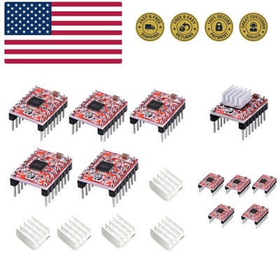 5pcs A4988 Stepstick Stepper Motor Driver Module with Heat Sink for 3D Printe...