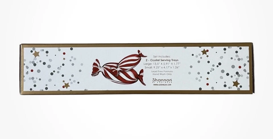 Godinger Crystal Peppermint Tray Set Red Clear Candy Holiday Christmas Decor - Image 4 of 4