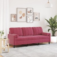 3-Sitzer-Sofa Mit Zierkissen Weinrot 180 Cm Samt