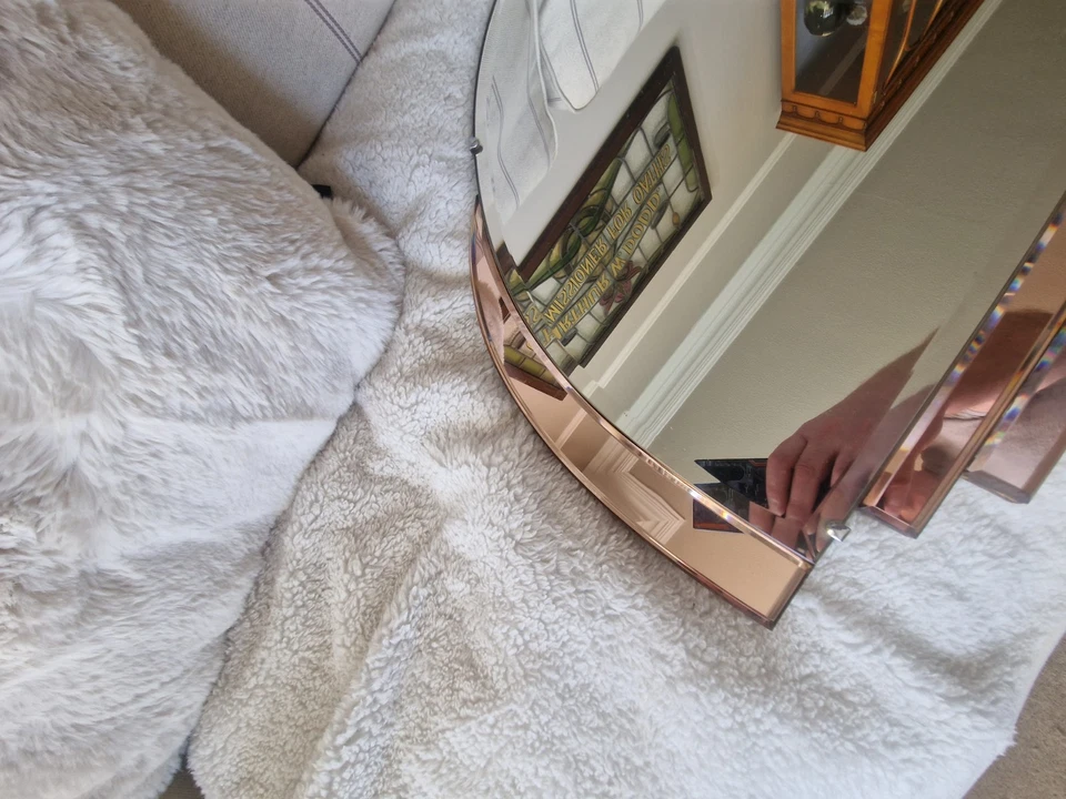  V RARE ORIGINAL ART DECO VINTAGE 1930s MIRROR DUSKY PINK PANELS..STUNNING !!!! - Image 3 of 4