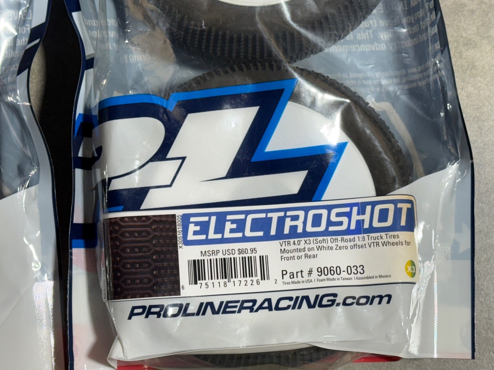 Pro-Line 9060-033 ElectroShot X3 Soft Off-Rd 1/8 TRK Tires Mntd : Fr/Re (4)