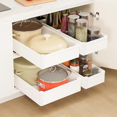 4 Pack Pull Out Cabinet Organizer, 15.8'' Deep Pull Out Drawers for Cabinets ...