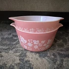 Vintage Pyrex PINK GOOSEBERRY Round Casserole Dish Set with no lids 471 473 Used