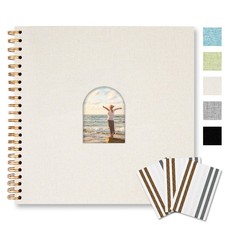 12X12 Inch DIY Scrapbook Album Linen Arch Window Photo Album 80 Blank Pages S...