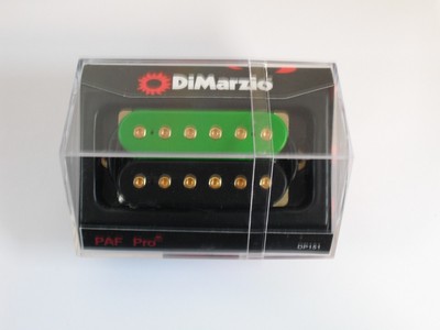 DiMarzio REGULAR SPACED PAF Pro Humbucker Black/Green W/Gold Poles DP 151