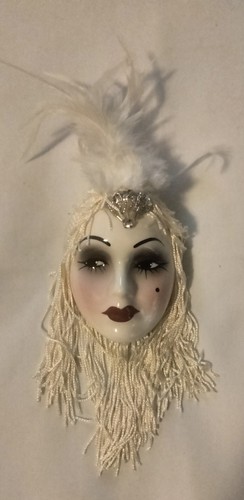 Lot Of 2 Unique Creations Hand Painted Lady Masks Wall Art - Picture 13 of 19