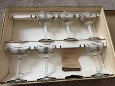 Vintage Libbey Silver Leaf Cocktail Coupe Glasses