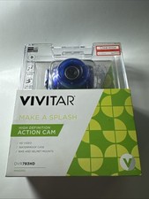 NEW VIVITAR DVR783HD High Def Action Cam Waterproof Case Blue Includes 2 Mounts