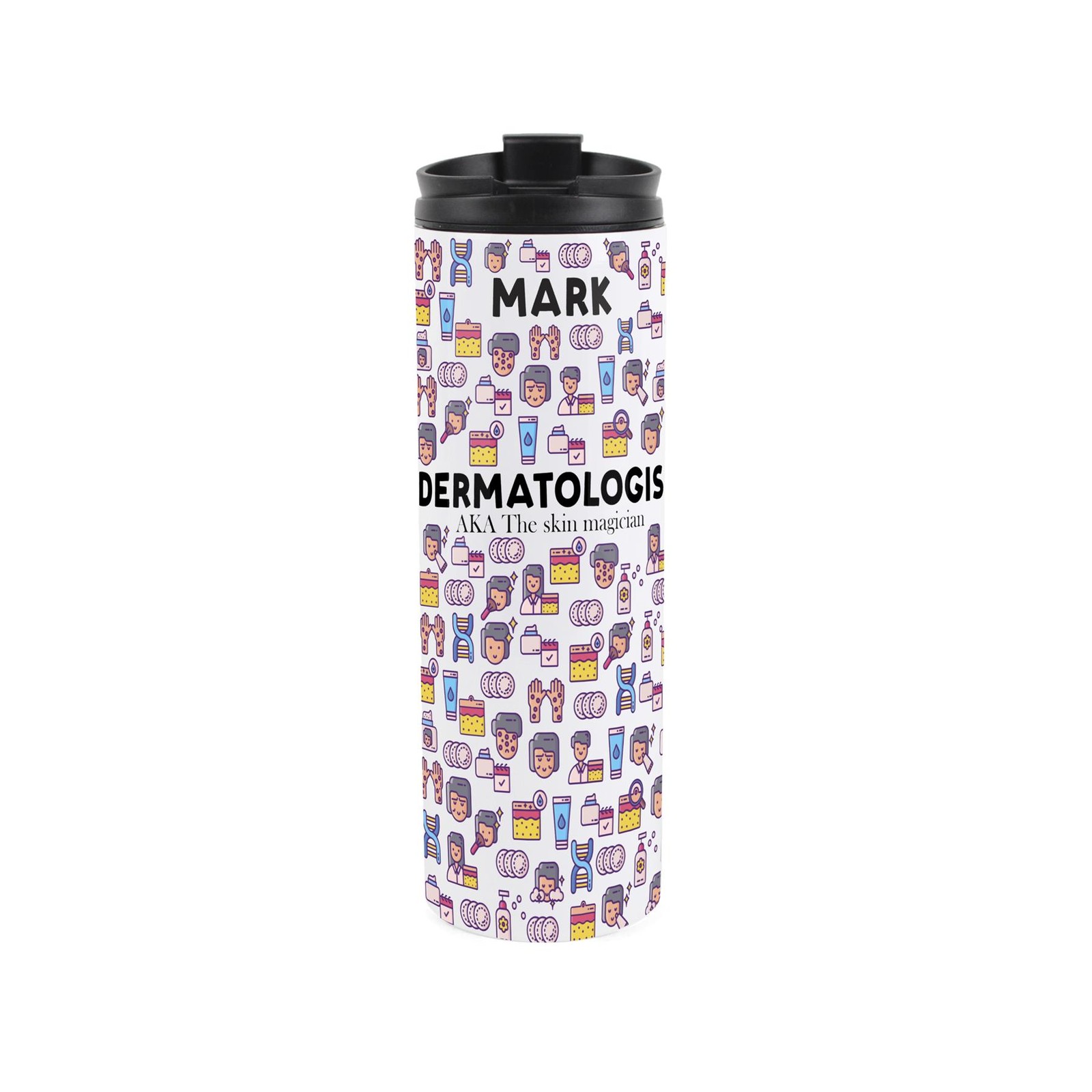 Personalised Dermatologist Travel Flask - Reusable Stainless Steel Tumbler Gift