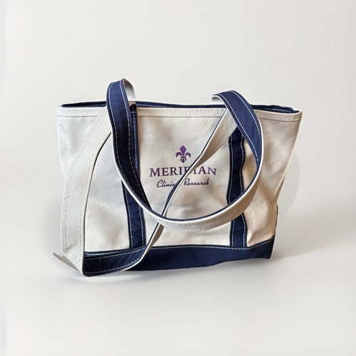 LL Bean Boat And Tote Ivory/Blue - Logo Custom