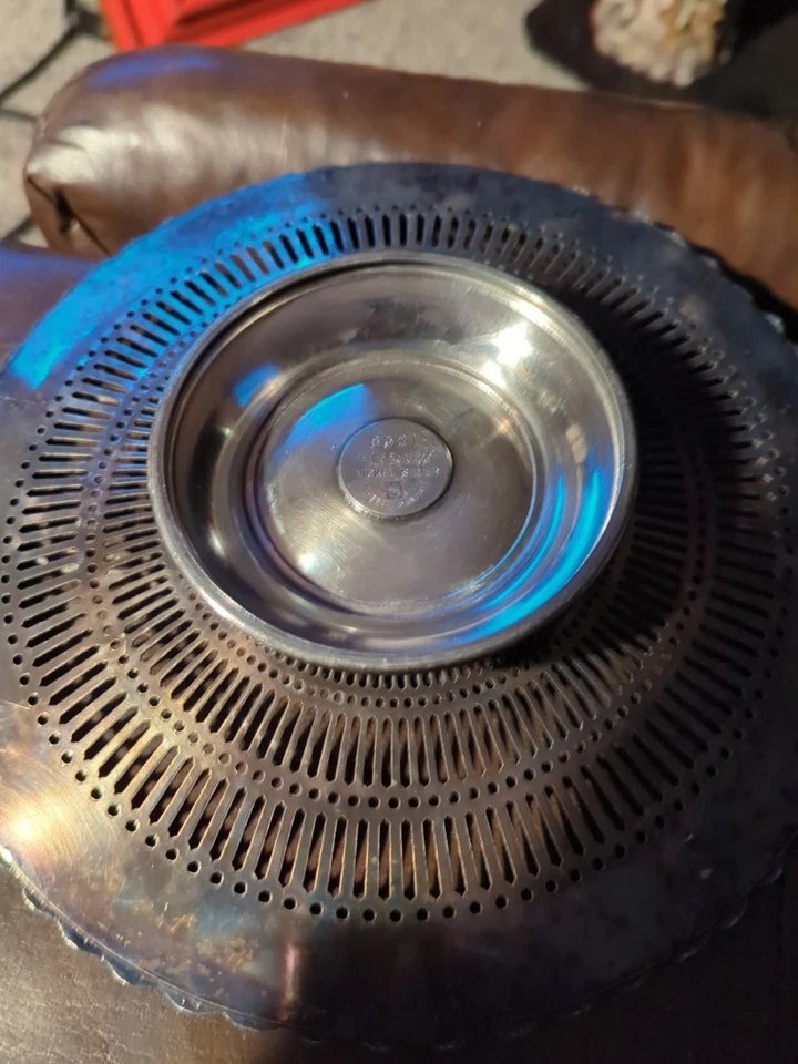 Placa de plata SHEFFIELD 8521 níquel/plata de aproximadamente 9" pulgadas de diámetro Foto 2 de 4