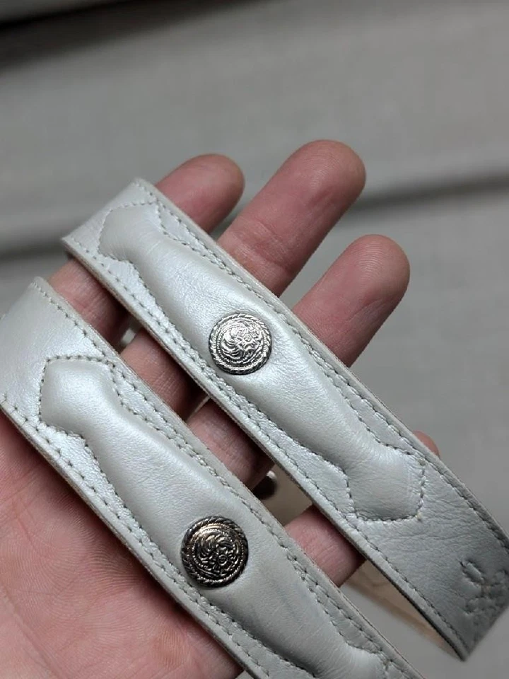 Cinturón con hebilla NOCONA vintage hecho en EE. UU. CONCHO cuero blanco 32 vaquero WESTERN Foto 2 de 4