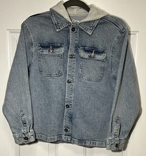 Art Class Jean/Denim Bomber Jacket W/Hoodie Light Wash Kids Large 10/12
