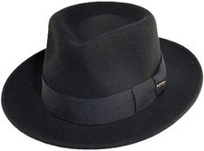 Scala Classico Men's Crushable Wool Felt Fedora Black - L Large