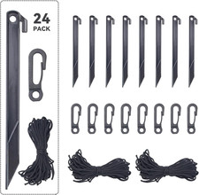 Inflatable Replacement Accessories, 24pcs Black Plastic Stakes, Tethers Hooks