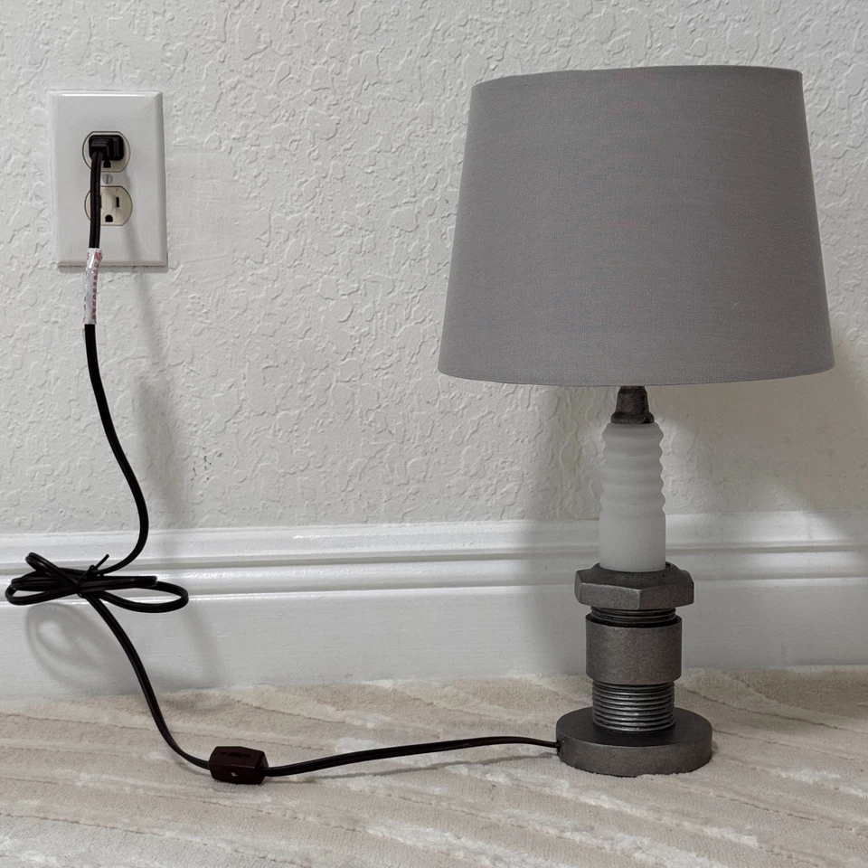 Abajur de mesa vela de ignição cinza sombra industrial steampunk luz cabeceira decoração 17"" - Imagem 2 de 4