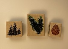 Nature Embossing Arts 3 Rubber Stamps Fir Branch 1116E Pinecone 1093B Tree 70C