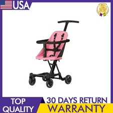 Travel Stroller Lightweight Compact Portable Adjustable Handles Push Bars Pink