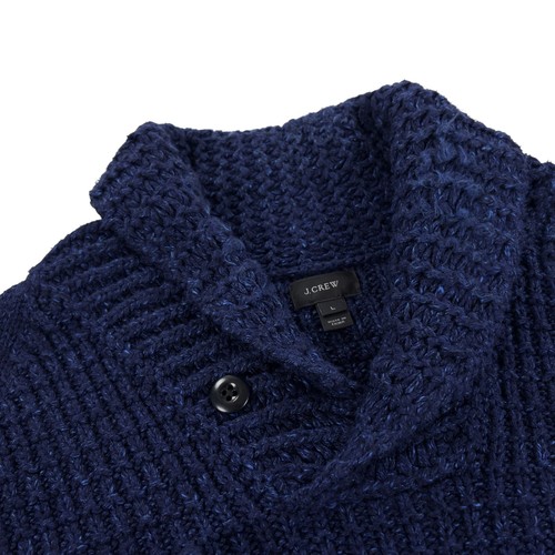 J Crew Shawl Pullover Herren Größe L schwerer Baumwollstrick marine - Bild 5 von 8