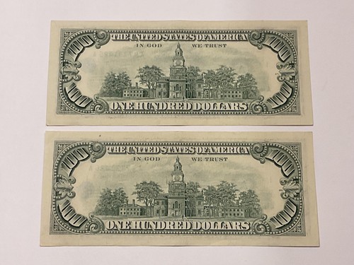 (2) 1993 $100 Dollar Bill Bills Sequence Sequential Serial Numbers Consecutive!! - Picture 6 of 10