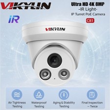 Vikylin 4K 8MP IP Camera IR Night Vision POE MIC Security Turret Outdoor NDAA