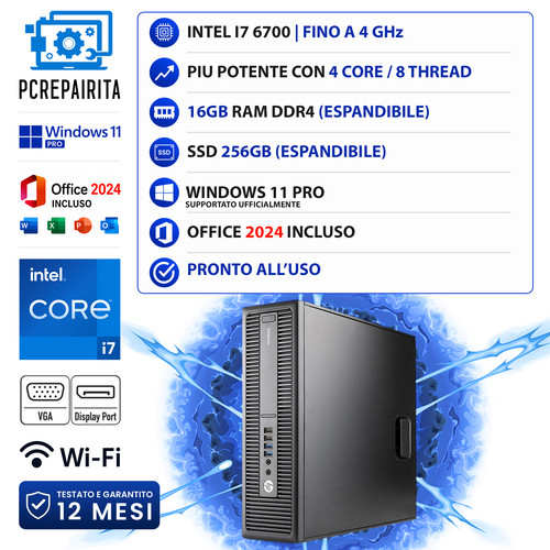 PC Computer Desktop Fisso Ricondizionato HP I7 6GEN RAM 16GB SSD 256GB WINDOWS11 prezzo ebay