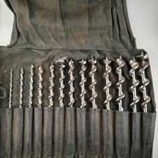 Vintage Irwin Auger Bit Set 13 Piece Sizes 4-16 Canvas Roll Made in USA