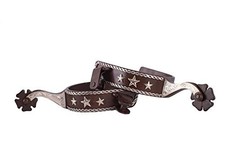Showman Men's Brown Steel Spurs w/ Silver Rope Border, Stars  Engraved Overlay