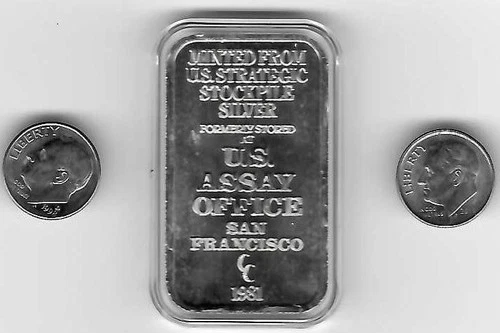 U.S. Assay Office 1 One Troy Ounce Oz. .999 Fine Silver Bar San Francisco 1981