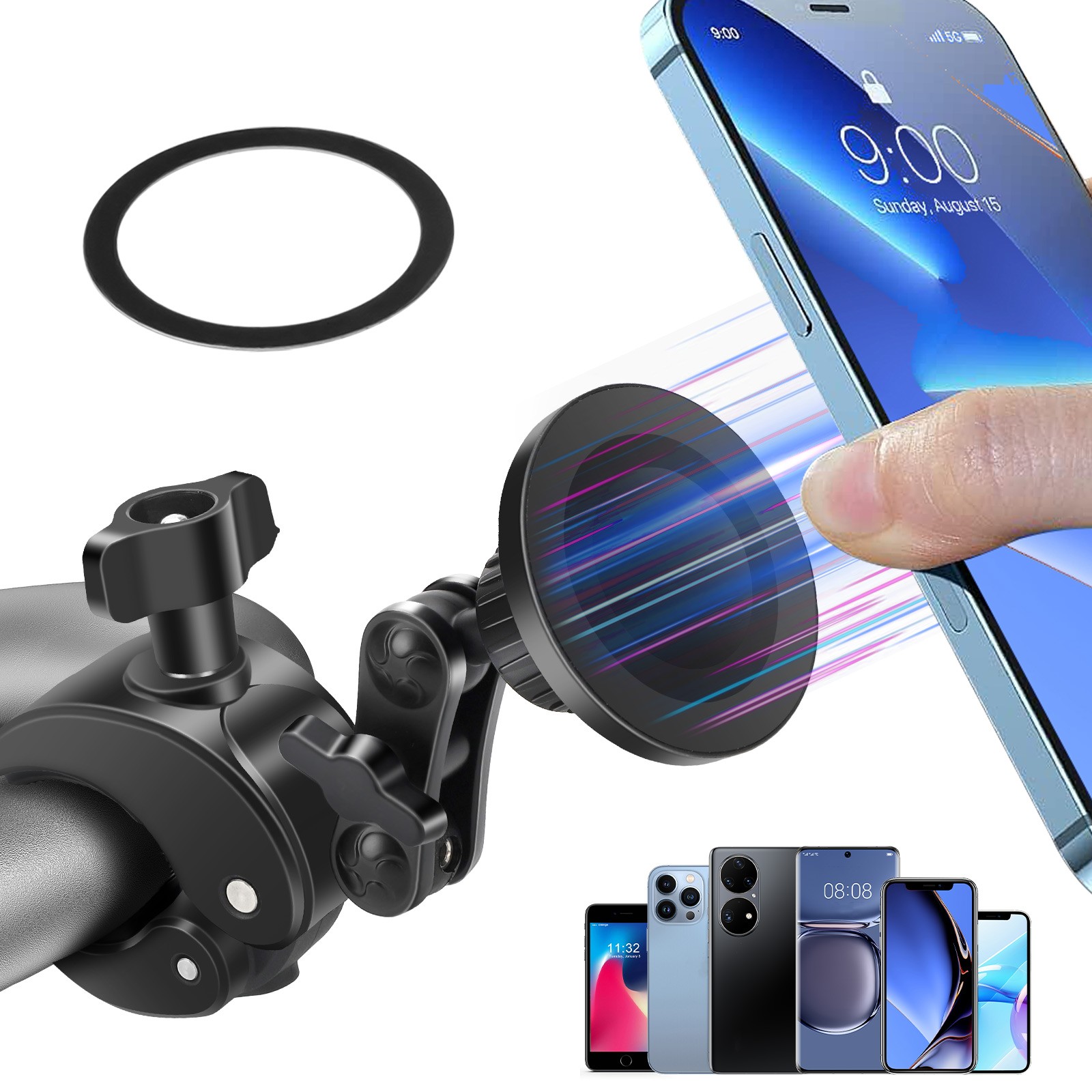 Metal Magnetic Phone Holder for Bike/Mic/Golf 360&deg; Rotation MagSafe iPhone Mount