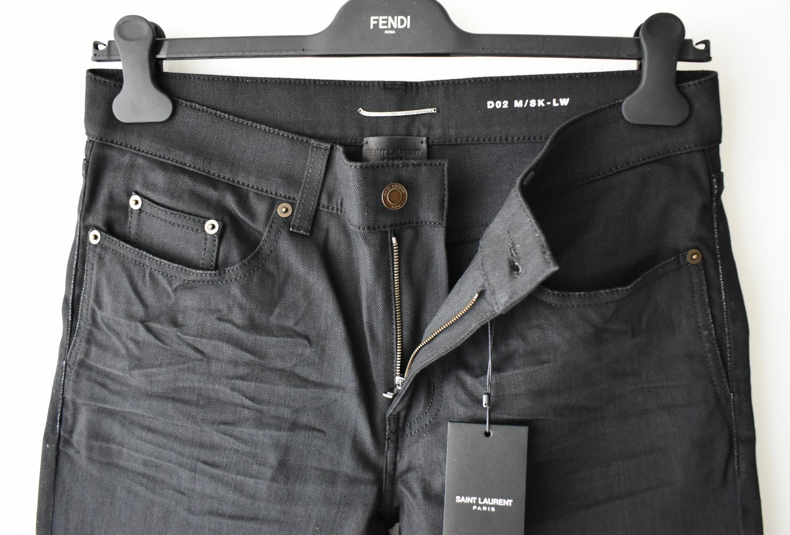 Jeans Saint Laurent D02 M SK LW nero slim fit denim leggero taglia 32 £625