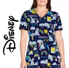 DISNEY Winnie The Pooh Eeyore V-Neck Pocket Scrub Top NWOT