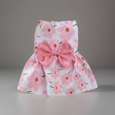 Princess Dog Dress Small Pet Cat Costume Puppy Bow New Free Ship Pink Flower L