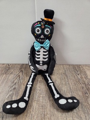Day of the Dead Spooky Skeleton Skull Decor Statues Art Plush Shelf Sitter 16''