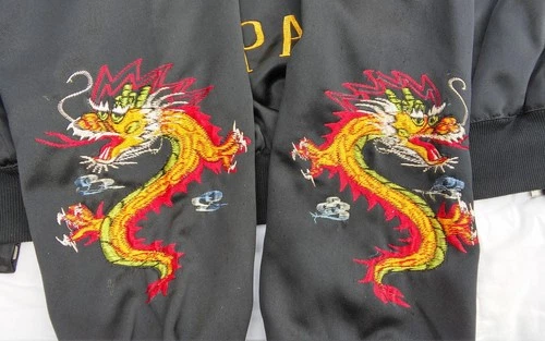 Japan Souvenir Jacket, XL, Black, Sukajan Dragon, "FAR EAST TOUR - JAPAN" image 5
