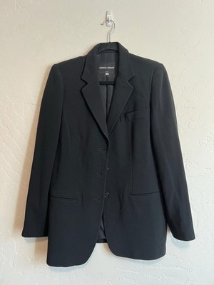 Vtg 80s Giorgio Armani Black Blazer Wool Mens 48