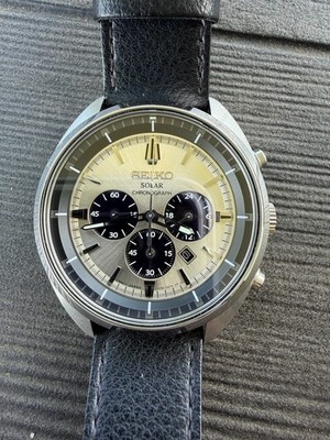 Rare Seiko Recraft SSC569 V175-0DW0 Solar Chronograph Watch OEM Leather Strap