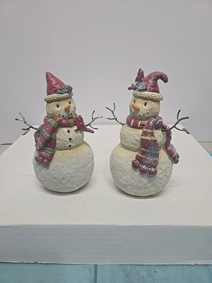  2 Enchanted Forest Christmas Snowmen One With Cardinal  2018 Snowman 