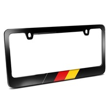 Pre-owned German Flag Sports Racing Stripe Black Metal License Plate Frame
