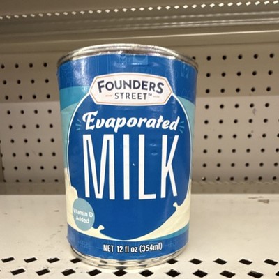 Founders Street Evaporated Milk, Vitamin D Added, 12 fl oz Can, 2 Pack
