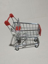 Miniature Metal Shopping Cart Toy / Display / Prop 4" x 4 1/2 x 3" Stainless