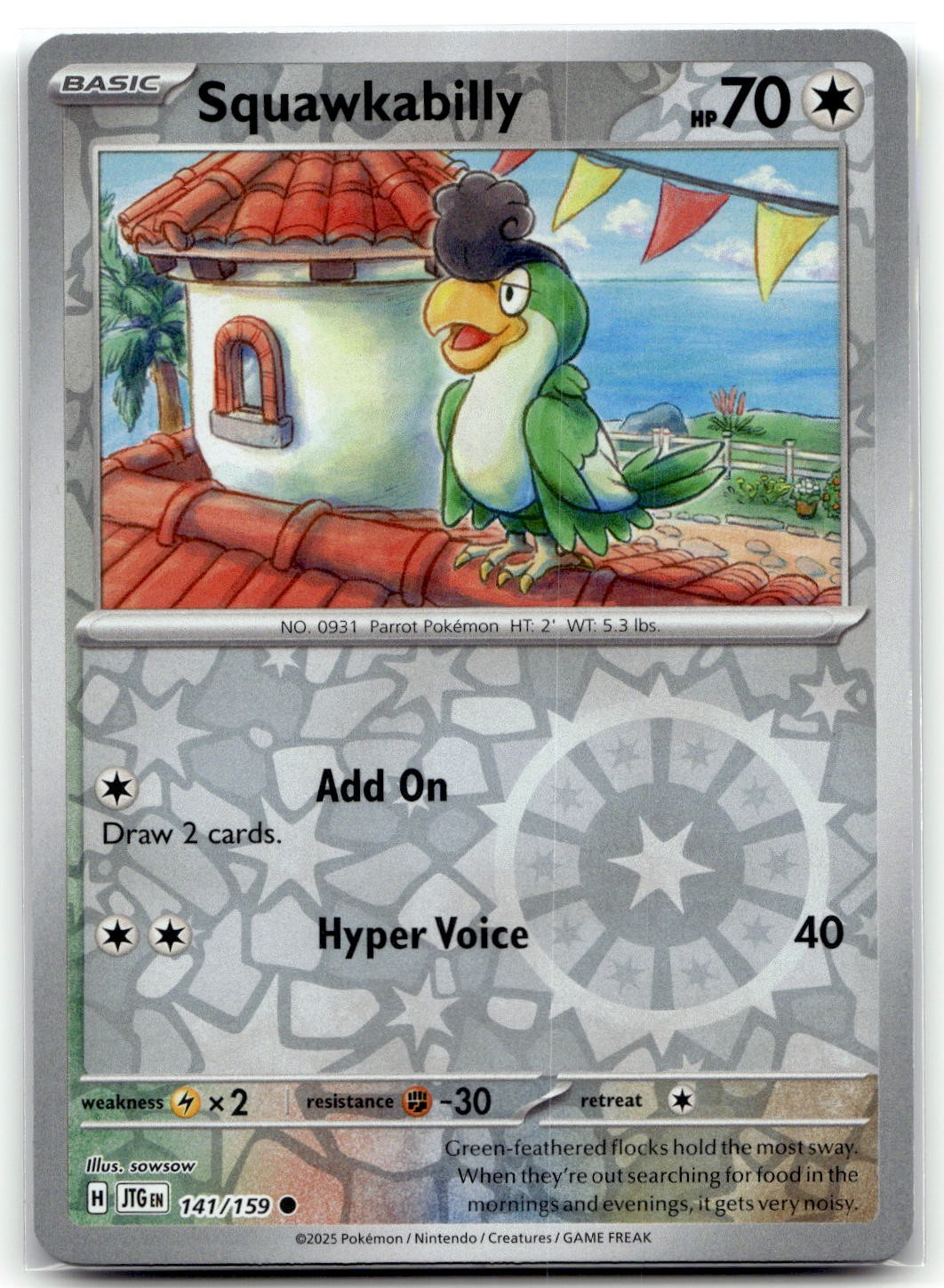 Squawkabilly 141/159 SV09: Journey Together Common Reverse Holo Pokemon TCG NM
