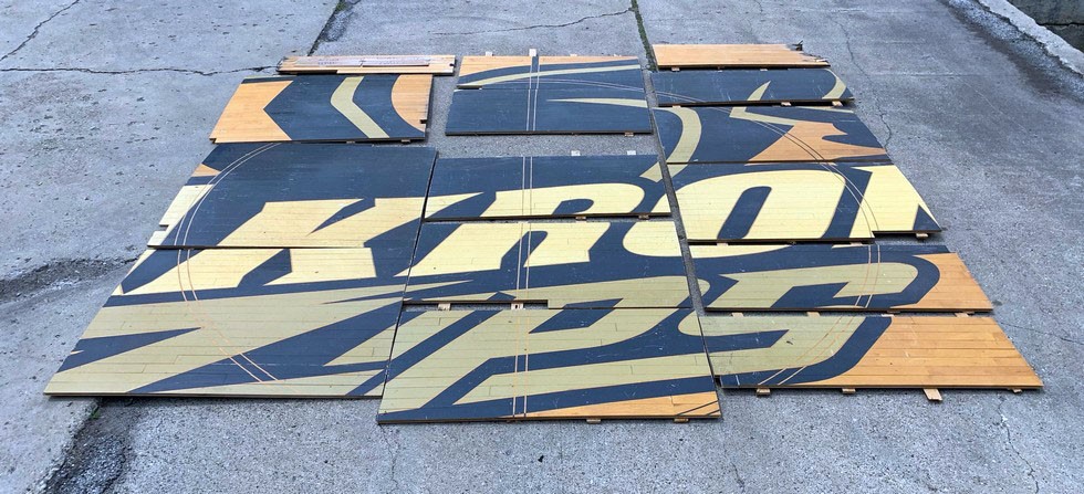 Image of Lebron James Akron Zips James Rhodes Arena Game Used Basketball Court 13.5' 13.5