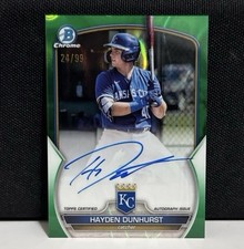 Hayden Dunhurst 2023 Bowman Chrome Prospect Green Lava Refractor Auto /99