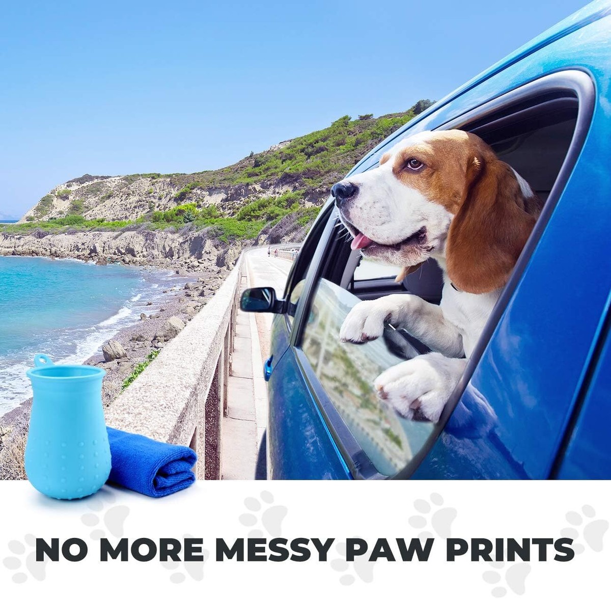 New Dog Paw Cleaner Paw Washer Collapsible Dog Bowl Waterproof Storage Bag - Main Image