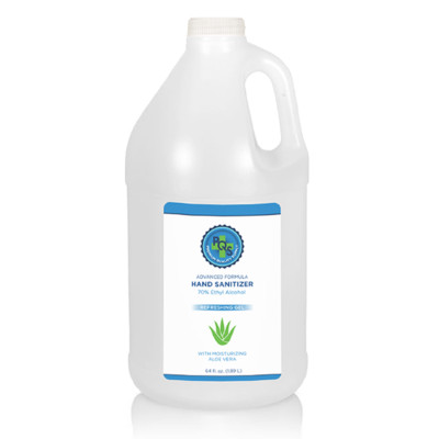 Hand Sanitizer Gel 1 Gallon 128OZ - 70% Alcohol, Aloe, Lemon W/ Pump, Rack, Lock