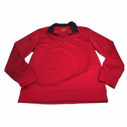 Izod Perform Golf Pullover Giacca Uomo Grande Blu Navy Rosso Pile Interno 1/4 Zip - Foto 1 di 7