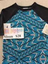New Nwt Lularoe Sloan Size 4 Shirt Green Geometric Zigzag Blue Black Pink