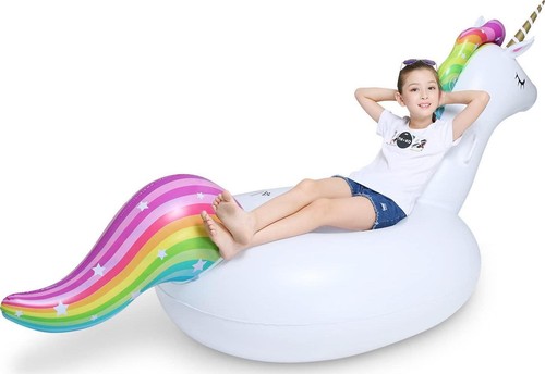 Balsa de salón flotante para piscina inflable unicornio flotante grande montable volable - Imagen 5 de 6