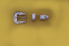 San Antonio Sterling Overlay 3-pc Buckle Set for HAT BANDS for 3/8" strap